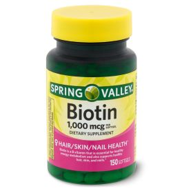 Spring Valley Biotin Softgels;  1000 mcg;  150 Count