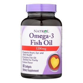 Natrol Omega-3 Fish Oil Lemon - 1200 mg - 60 Softgels (SKU: 911032)
