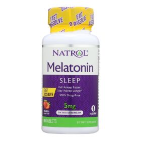 Natrol Melatonin Fast Dissolve Tablets Strawberry - 5 mg - 90 Tablets (SKU: 611814)